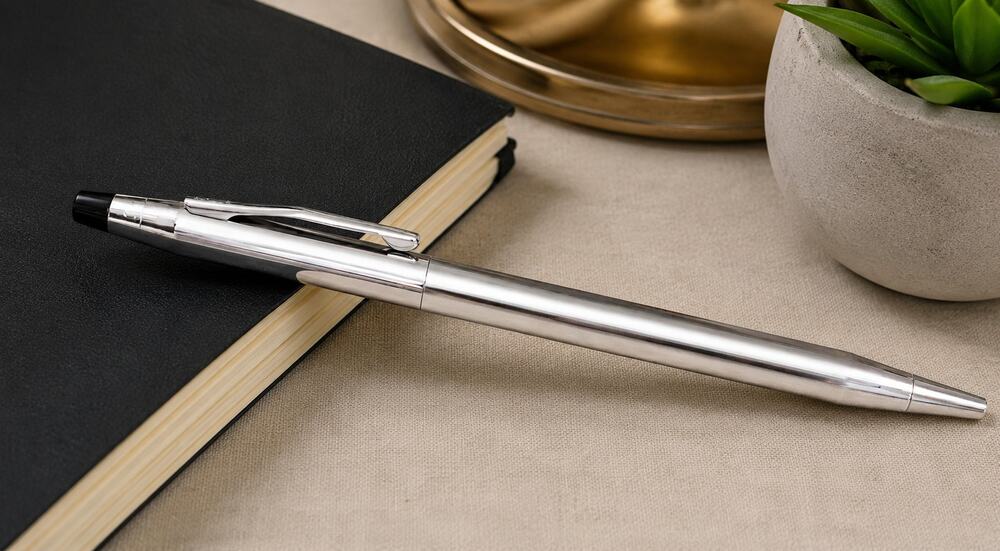 Vintage Cross Chrome Twist Ballpoint Pen Silver Made USA Original Cross Refill